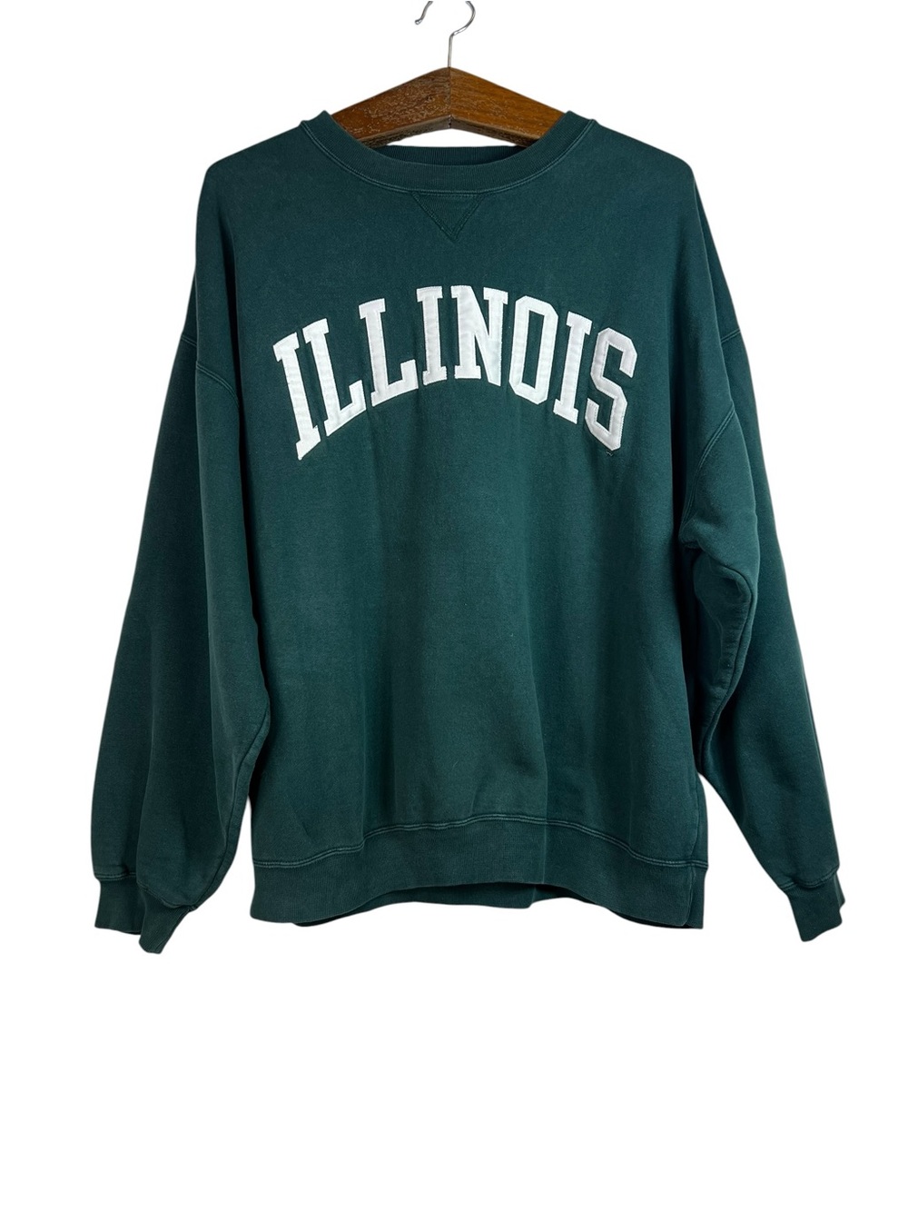 Vintage Gear For Sport Big Cotton Mens Green Illinois Crewneck Sweater Size XL